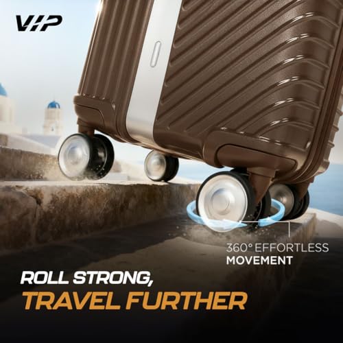 Image of VIP Barclay Check-in Trolley Bag 67cm | Medium | Hard Luggage | 8-Wheel Suitcase with Shoe & Toiletry Pouch | Flushed TSA Lock with Anti-Theft Zipper | 3 Years International Warranty (Brown)