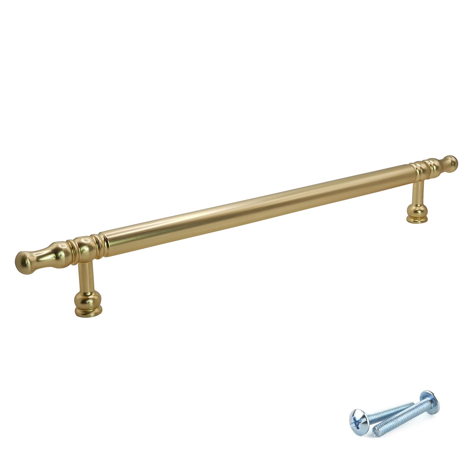 M4TEC Bar Kitchen Door Handles for Cupboard Door Handles, Kitchen Cabinet, and Drawer, Bedroom Furniture Brushed Brass Pull Handles - VH7 Series: 192 mm