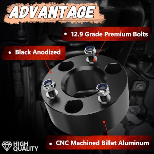 Image of 3 inch Ram 1500 Leveling Lift Kit, 3in Front Suspension Lift Kit Forged Strut Spacers for 2009-2026 Dodge Ram 1500 4WD, Dakota 2WD /4WD 2005-2007&2009-2011, CNC Machine Black Anodized