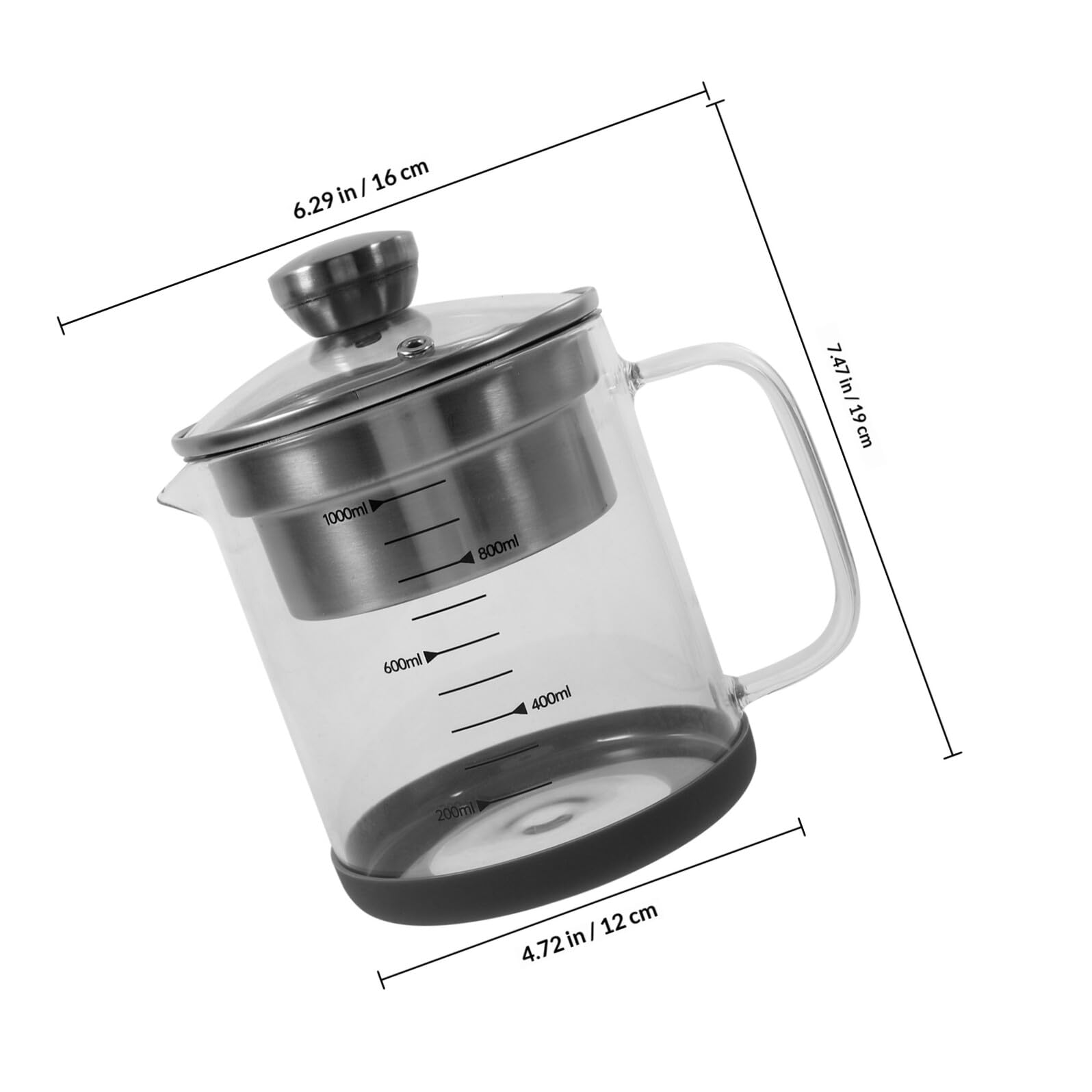 DOITOOL Tetera Coladora de Leche de Soja 1l Acero Inoxidable Filtro Fino Mango Ergonómico para Infusiones y Té en Cocina Doméstica con Tapa y Jarra de Vidrio