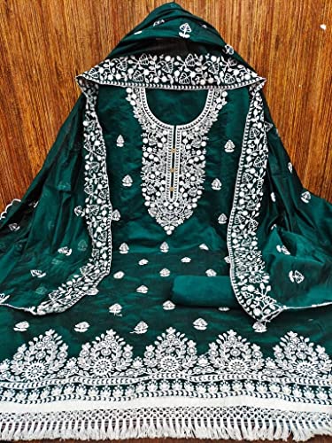 Image of Y2Y Women's Heavy Cotton Embroidery Work Unstitched Salwar Suit Dress Material With Chanderi Work Dupatta (Free Size Multi Color)