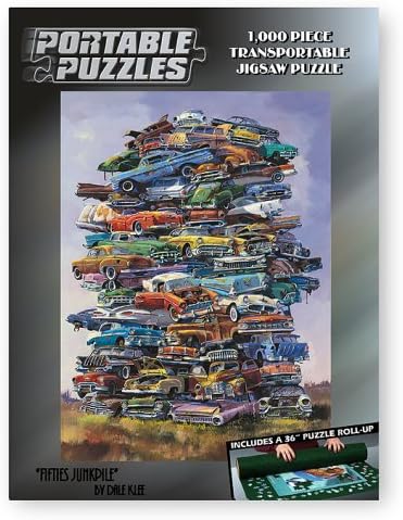 Fifties Junkpile - Rompecabezas portátil de coche de 1,000 piezas con alfombrilla