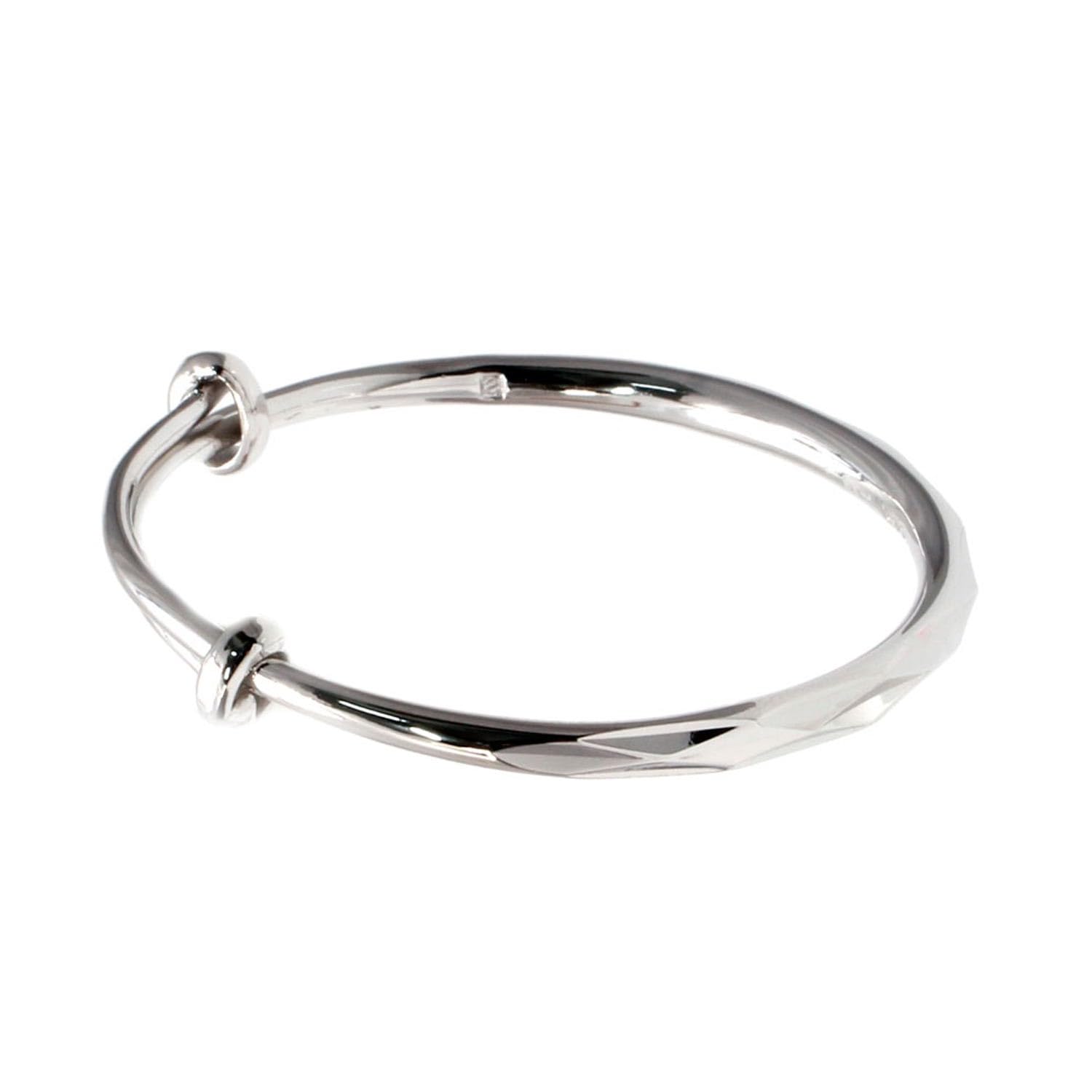 Pulsera media caña infantil ajustable de Plata de ley rodiada