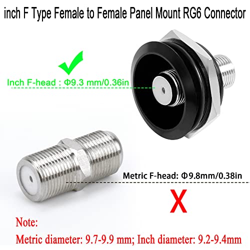 QIANRENON F-head Embedded Threaded Fixed Mount TV Aerial Adapter inch F Type Female to Female Panel Mount RG6 connector,for TV,antenna,coaxial cable,RV satellite receiver - Image 2