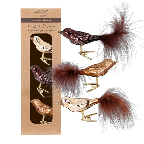 Christbaumschmuck Glas 8cm x 3 Stück Vögel auf Clip in Kartonbox Elegant Lounge Christbaumschmuck Glas 8cm x 3 Stück Vögel auf Clip in Kartonbox Elegant Lounge