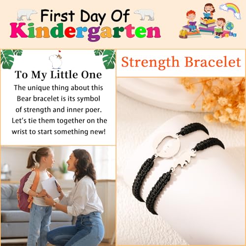 Image of P. BLAKE First Day of Kindergarten Bracelet Back to School Gifts Mommy and Me Matching Bracelets Set for Mother Daughter Son Girls Boys Jewelry Gifts