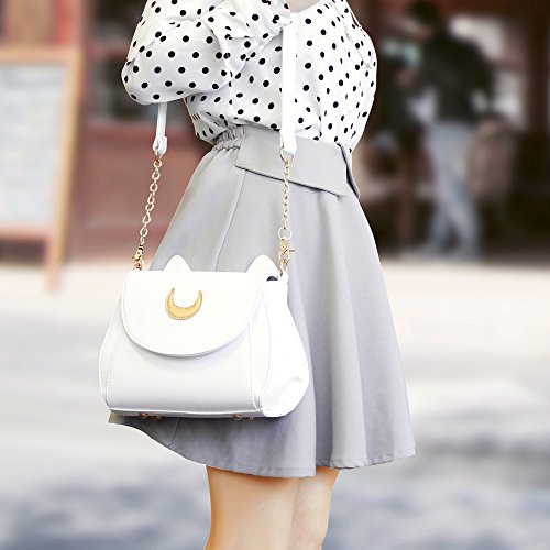 Image of OCT17 Moon Luna Design Purse Kitty Cat satchel shoulder bag Designer Women Handbag Tote PU Leather Sailer Style