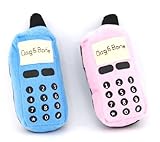 Yabber Two Squeaky Cellphone Toys: Blue and Pink Plush That Squeak