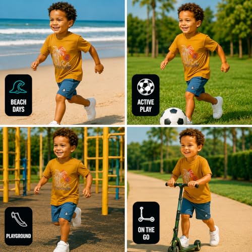 Image of Volcom Toddler Baby Boy Shorts Set - 2 Piece Short Sleeve Graphic Tees and Shorts Infant Toddler Little Boys Summer Outfits