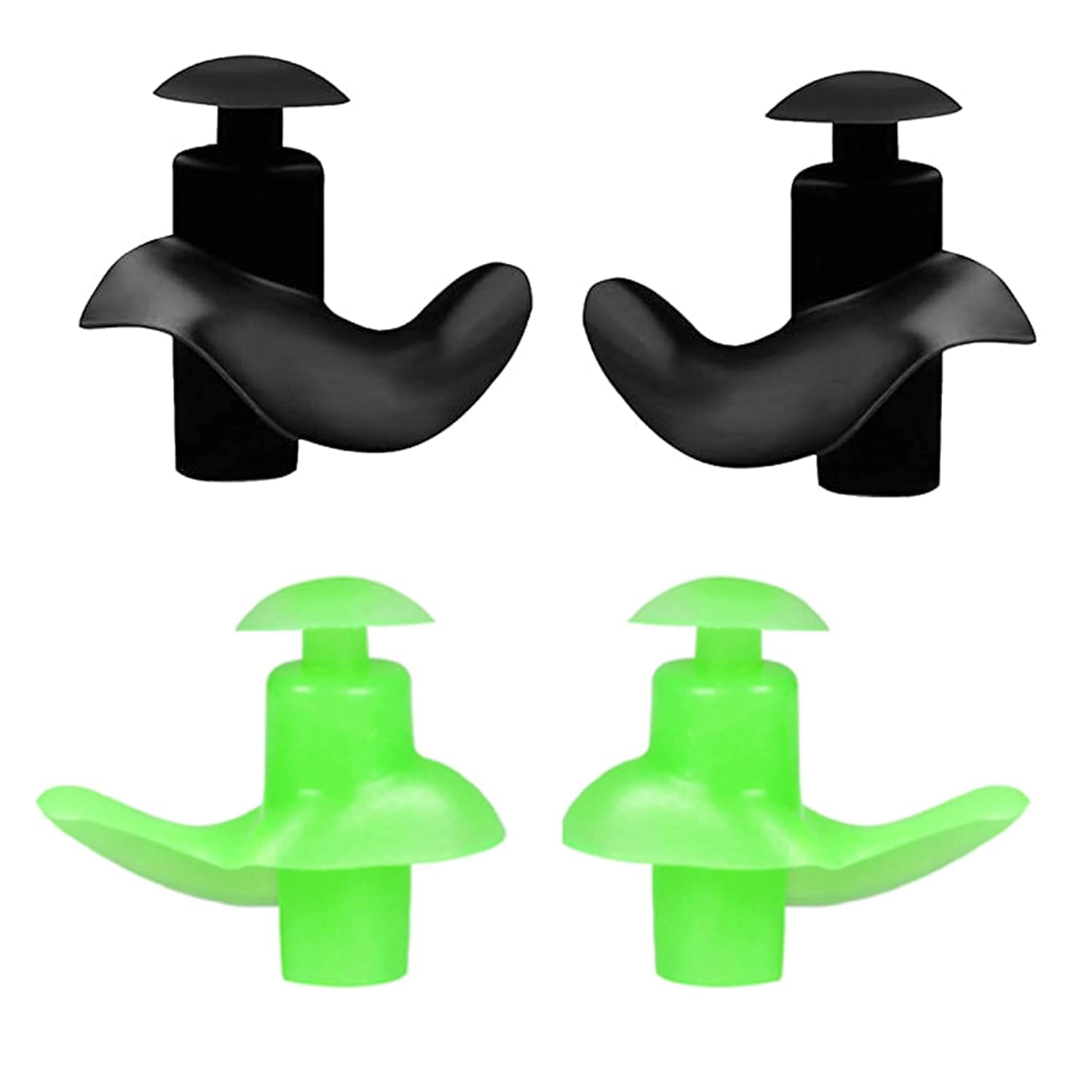 2 Pairs Swimming Earplugs, Waterproof Reusable Silicone Swimming Ear Plugs for Swimming Showering Bathing Surfing Snorkeling and Other Water Sports, Suitable for Kids and Adults (Black, Green)-image-46