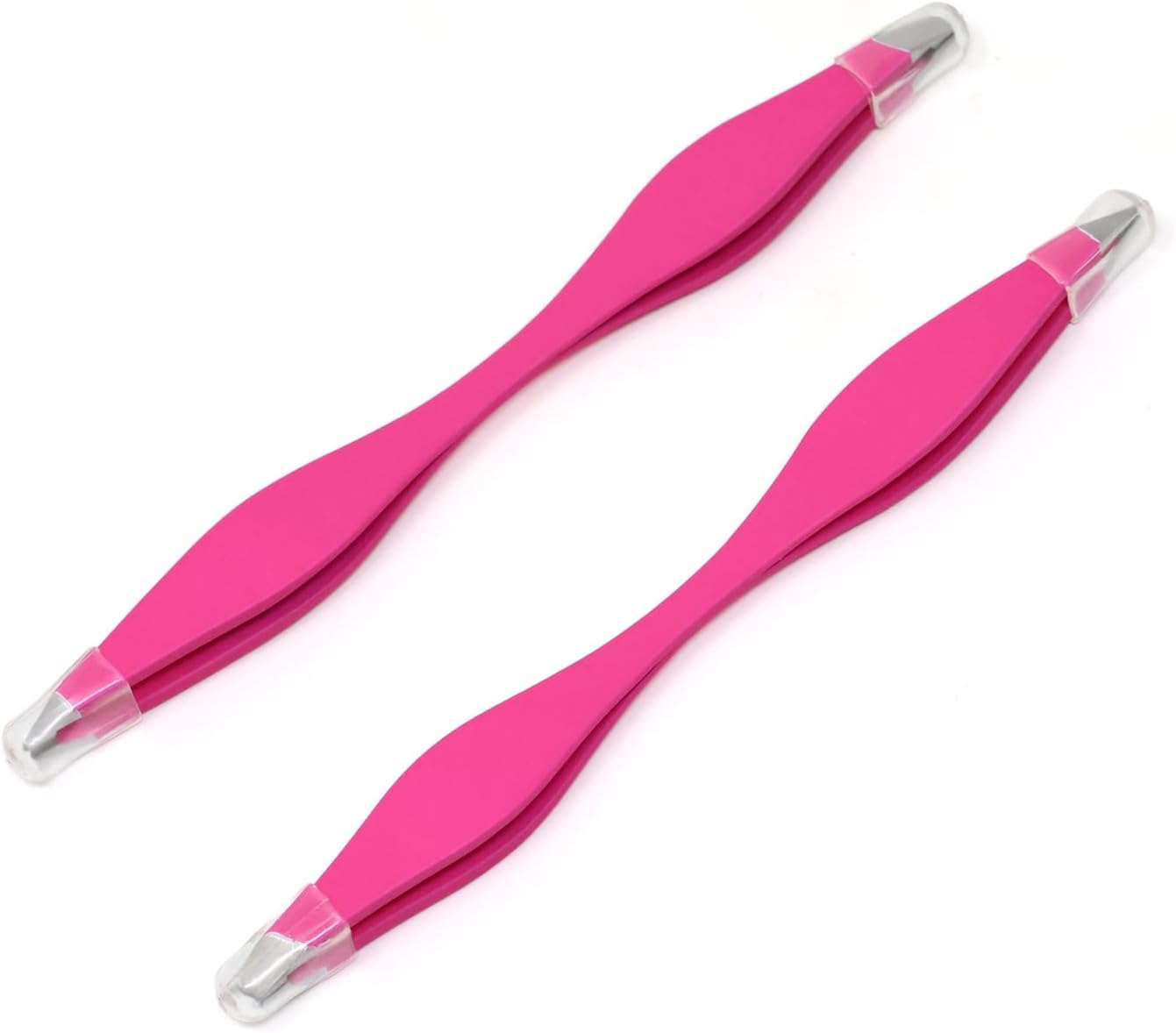 yueton 2pcs Double End Precision Pointed and Slant Tip Tweezers Set for Eyebrow and Ingrown Hair