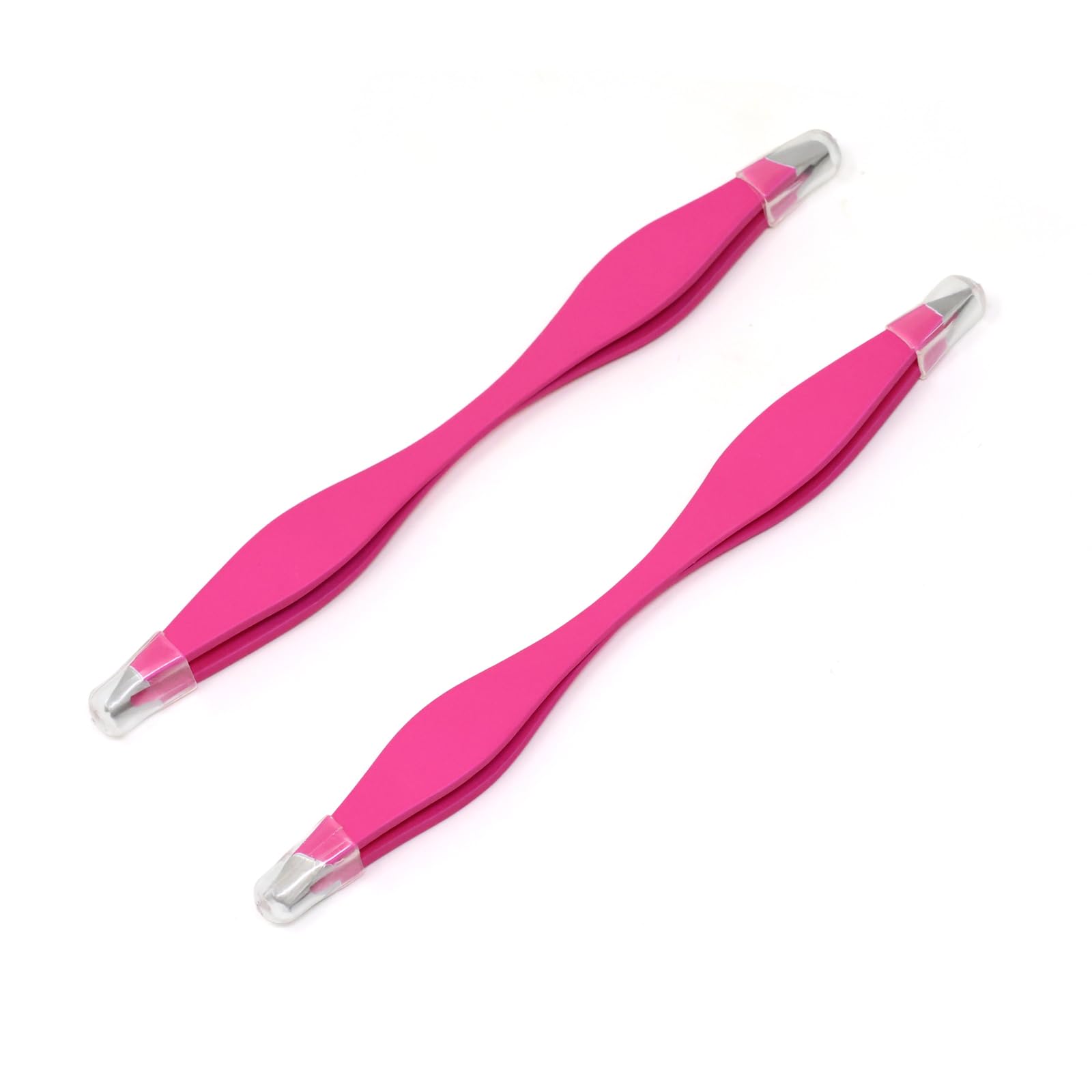 2pcs Double End Precision Pointed and Slant Tip Tweezers Set for Eyebrow and Ingrown Hair