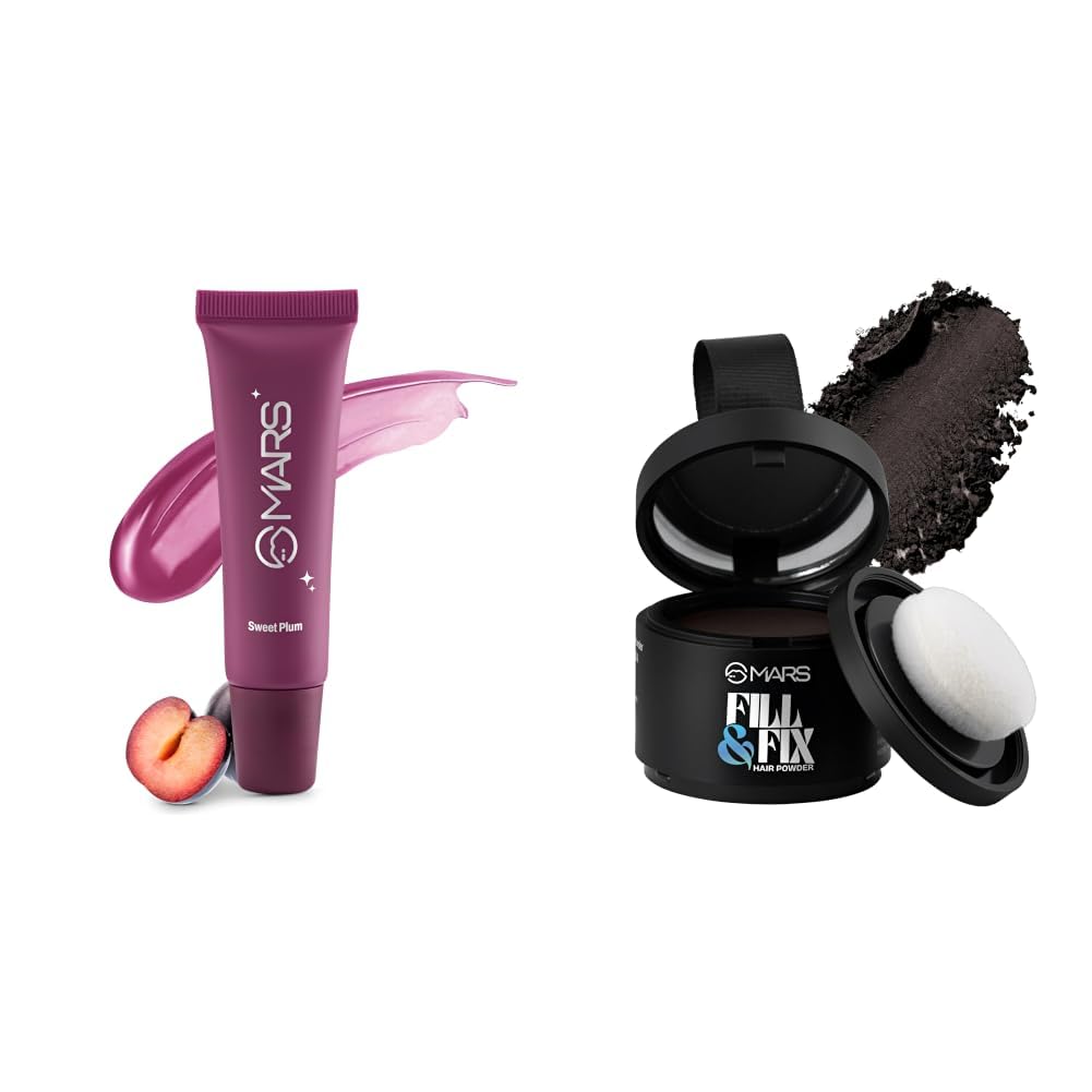 MARS Lippy Top Hydrating Lip Gel 10ml 05-SWEET PLUM MARS Fill Fix Hair Cover Up Powder 3.8 gm Dark Brown-picture-22