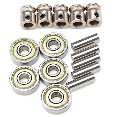 Lysee 3D Printer Parts & Accessories - 3D Printer Extruder Gears 625ZZ Bearings Shafts Kit for Mk3 MMU2 Ball Bearing Set Prusa I3 MK2.5/MK3 Multi Materials 2.0 - (Color: Silver)