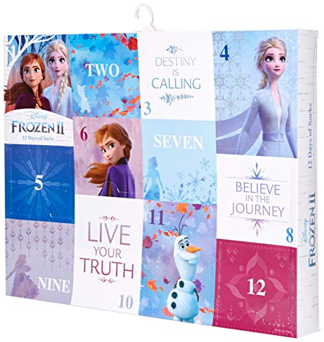 Disney girls Frozen 12 Days of Advent Box Socks, Assorted Bright-frozen 2, Shoe Size 3-8 US