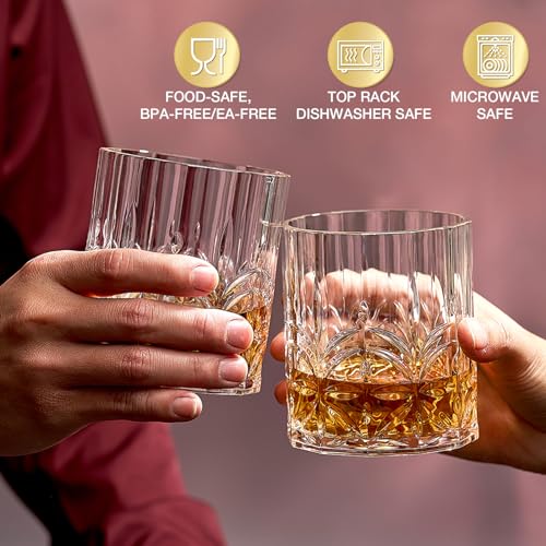 Hlukana Unbreakable Tritan Plastic Whiskey Glasses Set Of 6, 14 Oz Old Fashioned Glasses For Scotch Cocktail Rum Bourbon Vodka Liquor thumb #2
