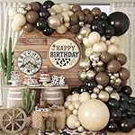 Brown and Black Balloon Garland Arch Kit, Nude Dark Brown Tan Black Gold White Sand Latex Party Balloons for Cowboy Western Wild West First Rodeo Country Farm Baby Shower Birthday Party Decorations
