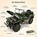 Remote Control Truck Off Road - 4x4 1/10 Scale Willys Army Rock Crawler RC Truck with Winch&Car Cover, 40Mins Play Time All Terrain Offroad RC Car, Military Vehicle Toys for Boys, Radio Controlled Car
