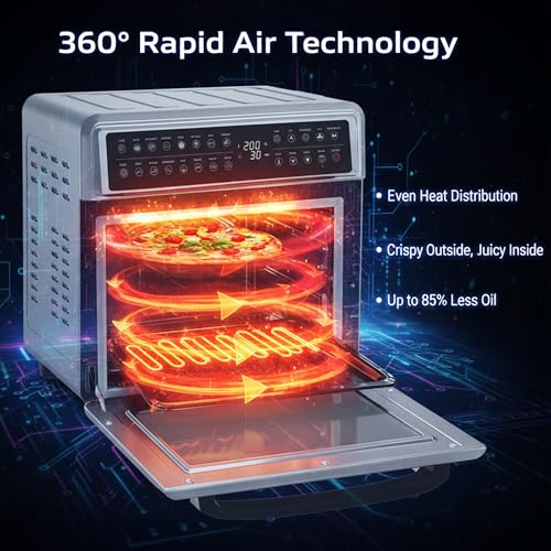 Image of INALSA Air Fryer Oven With 23L Capacity|1700 W-16 Preset Programs |Digital Display and Touch Control| Rotisserie & Convection| 9 Accessories| Recipe Book|2 Year Warranty-Aero Smart23