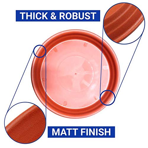 TrustBasket UV Treated Round Bottom Tray(Plate/Saucer) Suitable for 14 inch Round Plastic Pot-Terracotta Color-Set of 6 | Heavy Duty Highly Durable Plant saucer Gamla for Indoor Home Decor & Outdoor Balcony Garden