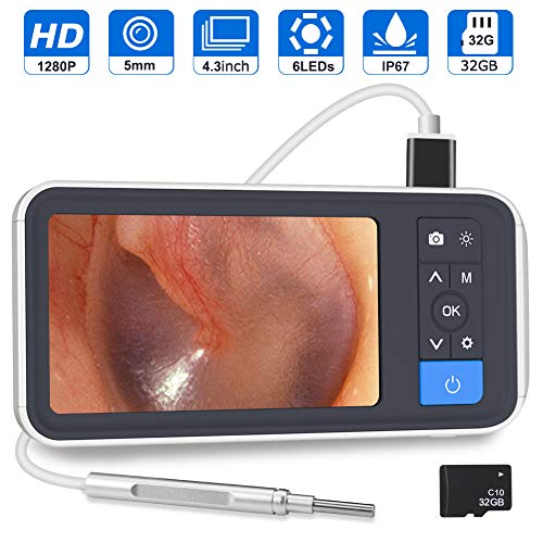 Digital Otoscope, ROTEK 4.5 inch 1080P HD LCD Screen Ear Scope Endoscope Profession