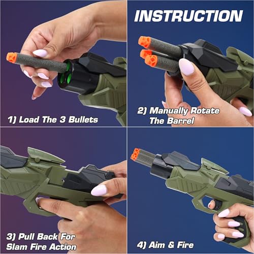 Image of Aditi Toys Nitro Ranger Hard Tip Foam Bullet Gun Toy, Slam Fire Action Blaster Toy with 6 Darts, Shooting Gun for Kids Age 3+ (Green)