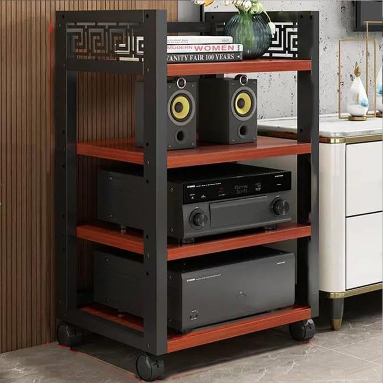Trzystopniowa, regulowana szafka stereo – zwijany stojak na nośniki i stojak audio do odtwarzaczy CD i komponentów AV – oszczędność miejsca, wolnostojąca wieża do przechowywania