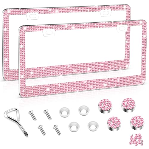 Amiss Bling License Plate Frame for Women, 2Pack...