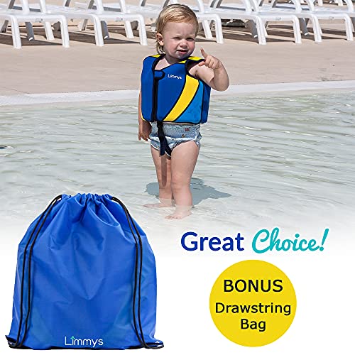 Limmys Premium Neoprene Toddler Swim Vest For Children - Ideal Buoyancy Swimming Aid For Boys And Girls - Modern Design Swim Jacket - Drawstring Bag Included (Blue, Large) #TOP4