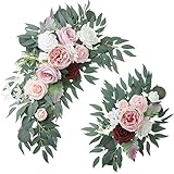 SOJOCK Artificial Wedding Sign Flower Swag (Pack of 2) for Wedding Background Decoration and Wedding