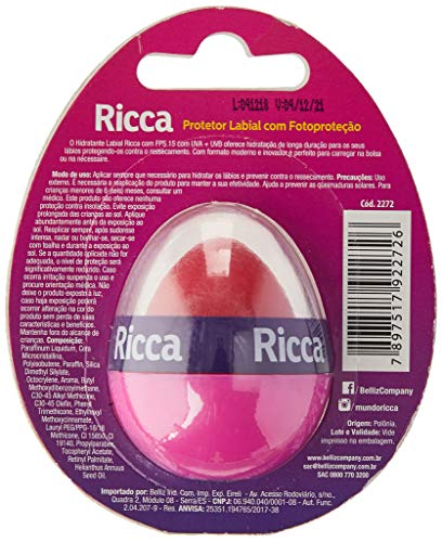 Protetor Labial Com Fotoproteção Ricca FPS 15 Melancia, Ricca, Rosa/Laranja