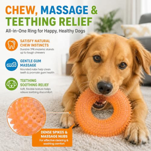 Image of Squeaky Dog Toys for Aggressive Chewers, Floating Donut Ring for Large Dogs