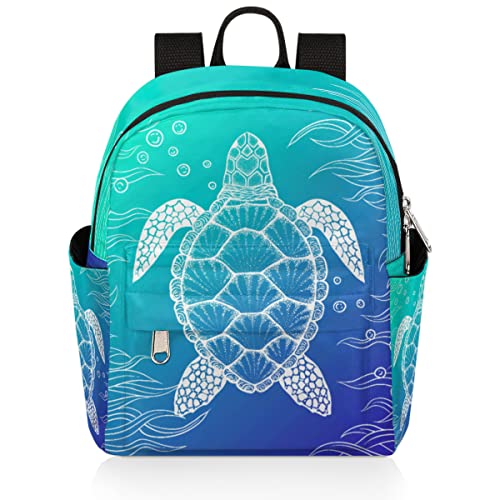 Ocean Turtle Mini Backpack Purse for Women, Sea Turtle Animals Lightweight Small Backpack Casual Travel Bag Daypack for Girls Children Teens Adult School Bag