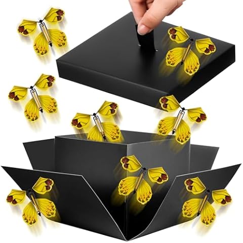 XLSXEXCL Butterfly Explosion Gift Box, Flying Butterfly Surprise Box, Exploding Butterfly Birthday Box with 8 Pcs Flying Butterfly Toy for Birthday, Wedding, Anniversaries, Christmas (Black) Cover
