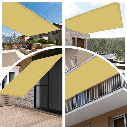 Toile ombrage imperméable rectangulaire 2.6x3.8m jaune sable avec oeillets