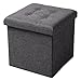 WOLTU® Sitzhocker mit Stauraum Sitzwürfel Sitzbank faltbar Truhen Aufbewahrungsbox, Deckel abnehmbar, Gepolsterte Sitzfläche aus Leinen, 37,5x37,5x38CM(LxBxH), Dunkelgrau, SH06dgr-1