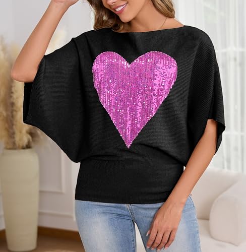 Image of MAKARTHY Womens Batwing Sleeves Knitted Dolman Pullovers Boat Neck Tops Sweatershirts