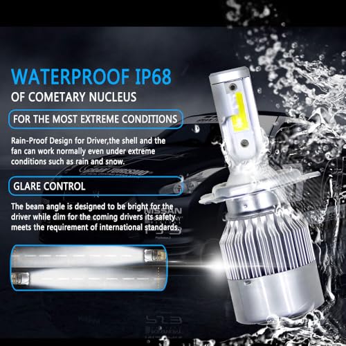 Image of H4 /9003 /HB2 LED Headlight Bulbs Universal C6 LED Car H4 All in One White Light Bulb 3800LM 36W LED Car Headlight Conversion Kit (Pack of 2) for Headlight (C6)