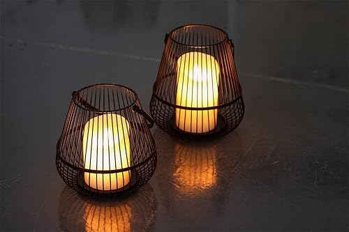 Miniatura 3 de Juego de portavelas de metal portavelas de metal para exteriores con asas portavelas de hierro decorativo faroles de jaula para decoración de