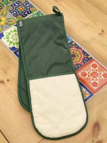 Orla Double Oven Gloves- Heat Resistant Pot Holder- 100% Cotton- For Home & Professional Cooking -1 Piece, Green