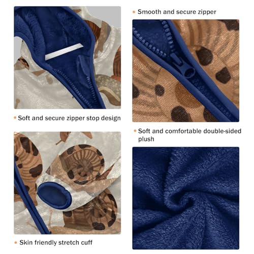 Snail Pattern with Cow Spots Toddler Fleece Jacket Girl Boys Hooded Fleece Jacket Coat Warm Outwear Zip-up 3-10T3