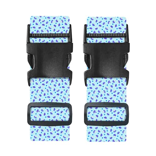 Image of Nuxovilar Luggage Straps Set for Suitcase 1.96x90.5in Polyester | Cargo Strap Travel Belt Security Buckle Band Nature Trip Hiking Leisure Travel (Blue Purple Mushroom)