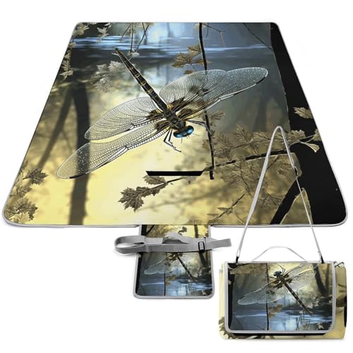 LBKHDS Extra Large Picnic Blanket Beach Blankets,Dragonflies Print Picnic Blanket,Foldable Beach Blanket for Camping Park Beach Grass
