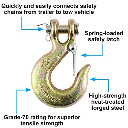 Robbor 5/16 Chain Hook With Safety Latch Heavy Duty Clevis Slip Hook Grade 70 Forged Steel 14,000 Lbs Capacity Safety Latch Hook Working With Towing And Chain #TOP4