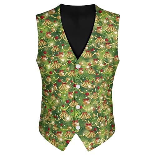Christmas Vest Big and Tall Button Sleeveless Suit Vest Waistcoat with Pocket4