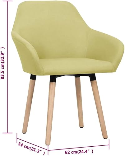 Miniatura 2 de Juego de 2 sillas de comedor de tela verde, modernas sillas de cocina ergonómicas tapizadas, patas de madera para comedor