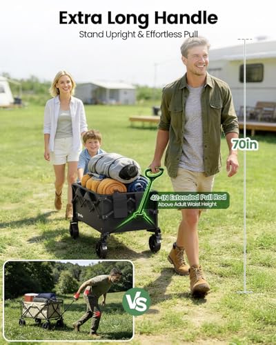 Image of GVDV CW35 Wagons Carts Foldable, 42-Inch Extended Handle Collapsible Utility Wagon, 330LBS Heavy-Duty Shopping Cart for Groceries, Sports, Camping, Garden