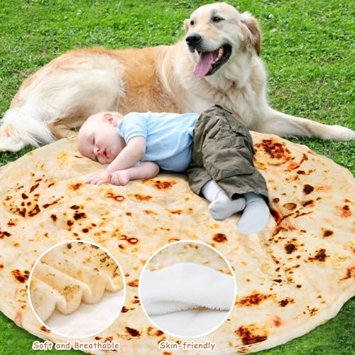 Image of Tortilla Blanket 80 inches, Burrito Adult Size, Birthday Gifts for Her Him, Taco Food Blanket for Funny Gifts, Giant Soft Round Novelty Blanket, Funny for Girlfriend Boyfriend