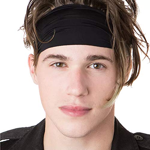 OFFTESTY Sports Headbands for Men 6 Pack, Moisture Wicking Hairbands Workout Sweatbands for Running Cycling Basketball Tennis Football, Stretchy Mens Headband Non Slip for Boys