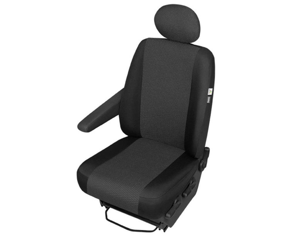 Sitzbezüge kompatibel mit Ford Transit Custom II ab 2024 Fahrersitz Doppelbank Autositzbezüge Stoff Schwarz Airbag geeignet